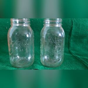 2 Ball Mason Wide Mouth Jars With Fruit Design Quart 24oz.